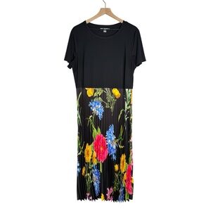 Karl Lagerfeld Paris Floral Pleated Midi Dress Plus Size 18 Spring Garden